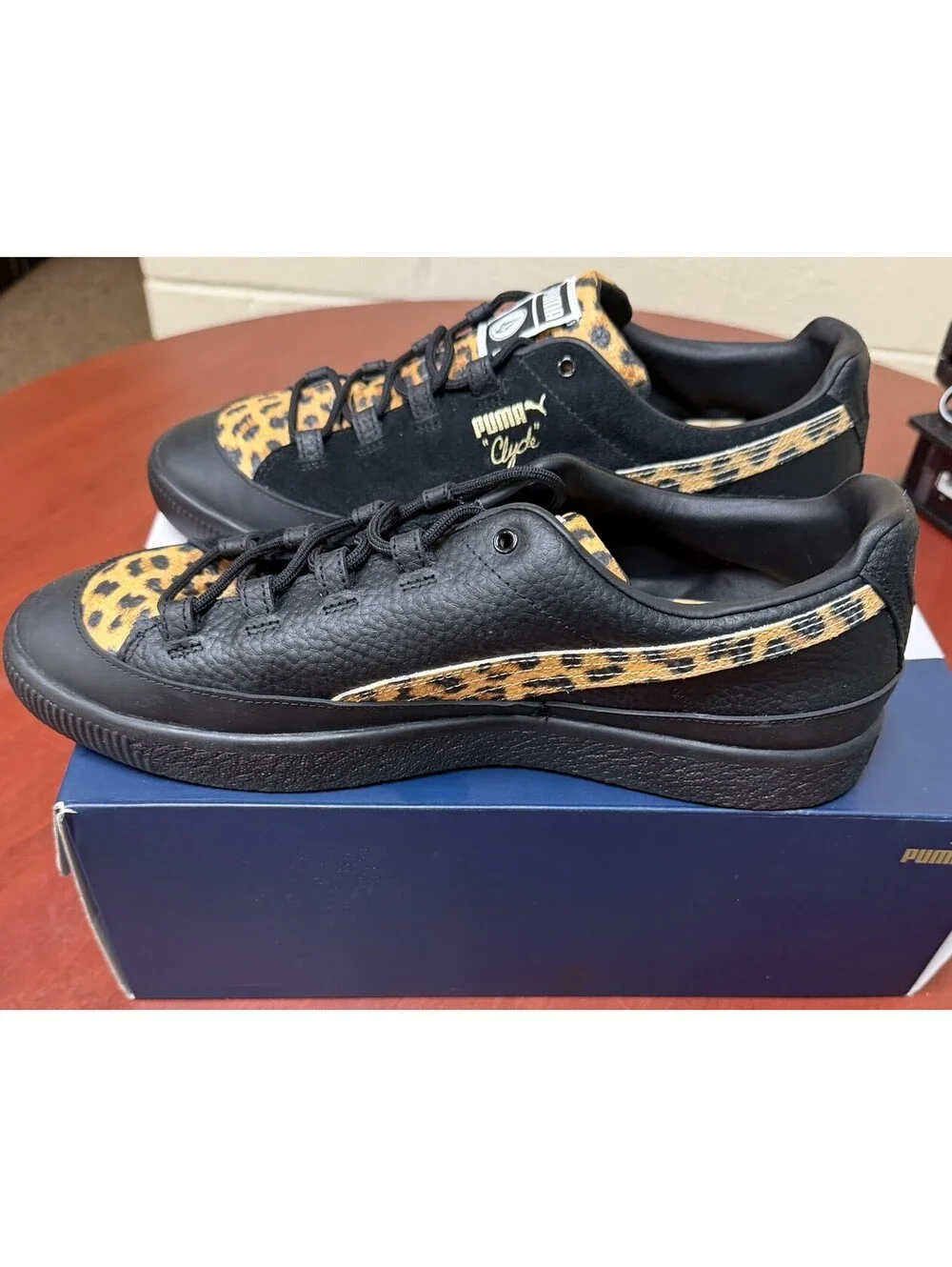 Size 12 PUMA Clyde RT x Volcom x Billy's Leopard Print - Black NEW WITH BOX